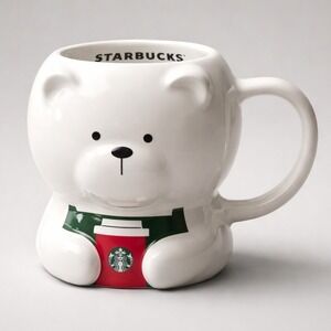 Starbucks Coffee Mug Unisex 12oz White Excellent 3D Polar Bear Holiday 2025 Cup